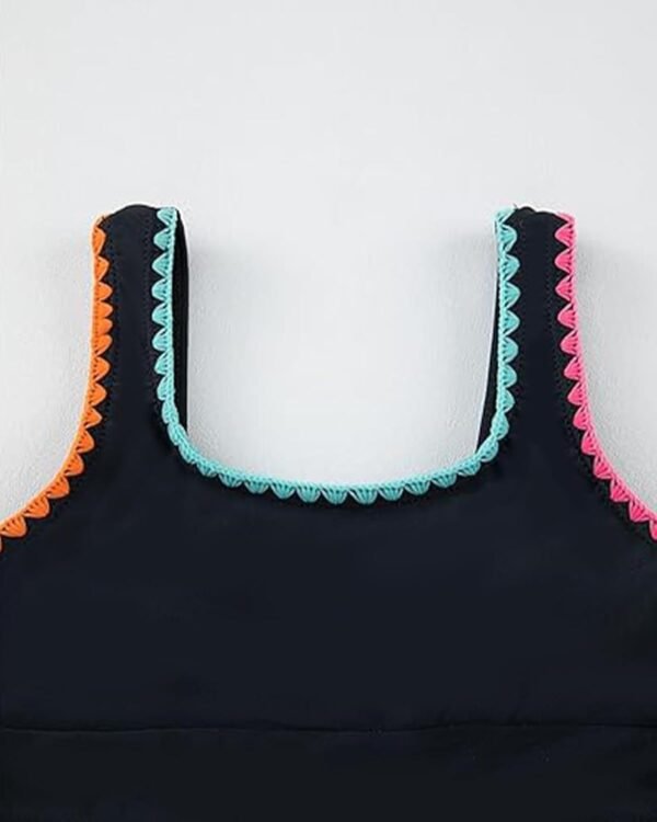 OXUBOAO Maillot de bain deux pièces pour fille - Noir - Bloc de couleurs - Pour adolescentes de 7 à 16 ans – Image 2