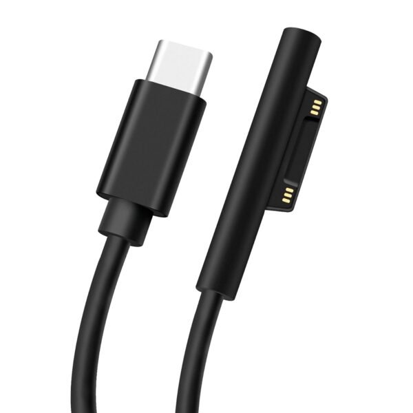 Câble de charge magnétique USB-C mâle vers Surface, prend en charge PD jusqu'à 45 W (15 V/3 A), charge rapide, compatible avec Microsoft Surface Pro 7/6/5/4/3 Go/Book Surface Laptop 4/3/2, 1 m/3,28 pi