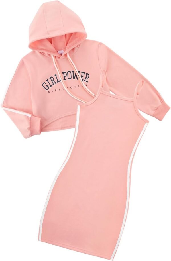 ESHOO Tenue 2 pièces pour filles - Pull à capuche - Haut caraco - Robe moulante et sweat à capuche - Pour l'automne et l'hiver