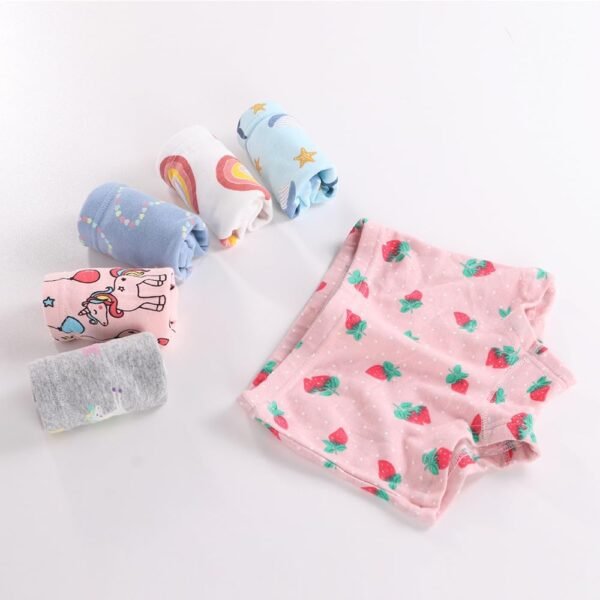 Allmeingeld Enfants Fille Lot de 5 Paires Slip 100% Coton Imprimé Sorcière Rose sous-vêtement Taille 2-9ans – Image 2