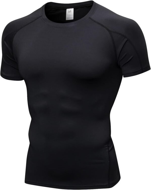 Tee Shirt Compression Homme Manches Courtes, T Shirt Sport Séchage Rapide Respirant Maillot Running Baselayer Haut