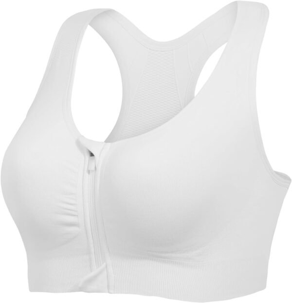 Lemef Soutien-gorge de sport à fermeture éclair sur le devant - Soutien-gorge de compression post-opératoire sans fil pour femme - Dos nageur