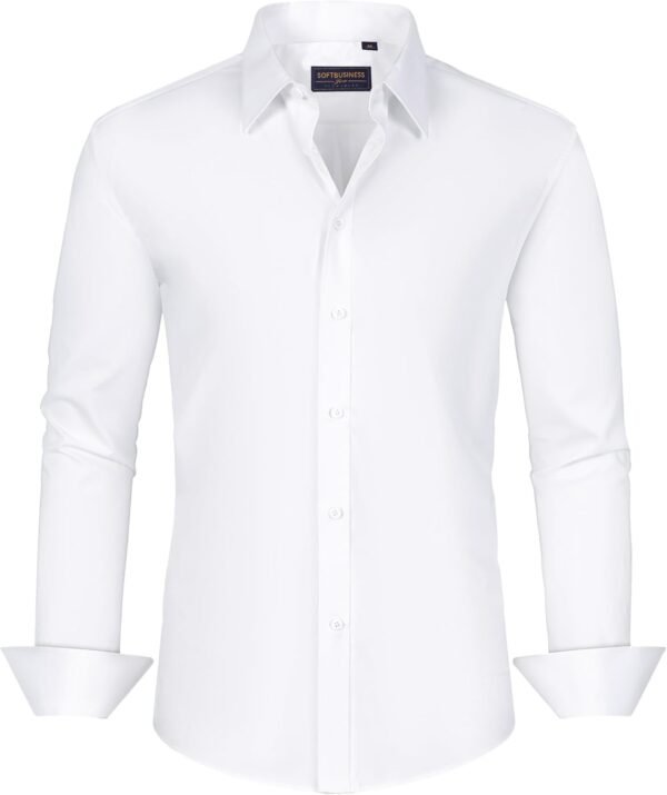 J.VER Chemise pour homme - Protection contre les taches - Coupe droite - Facile à repasser - Chemise à manches longues - Classique - Stretch - Chemise d'affaires - Chemise de loisirs - Chemise de – Image 4