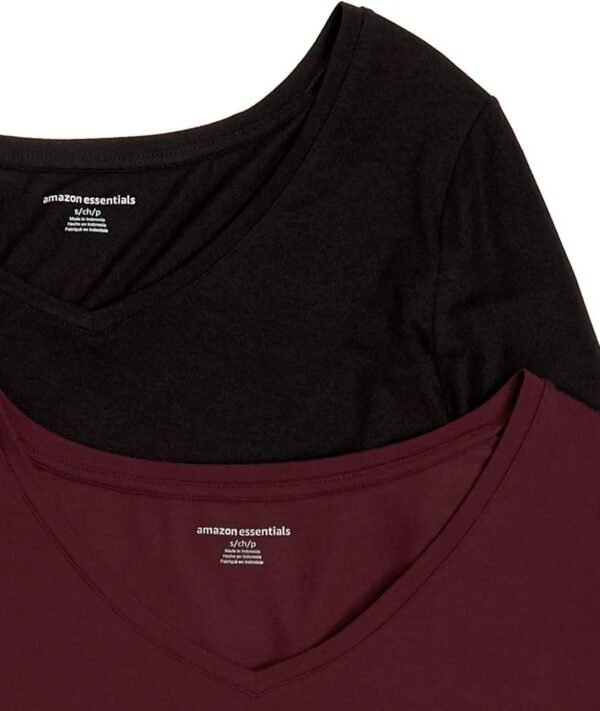 Amazon Essentials T-shirt swing à manches 3/4 et col en v (disponible en grande taille) Femme, Lot de 2 – Image 7