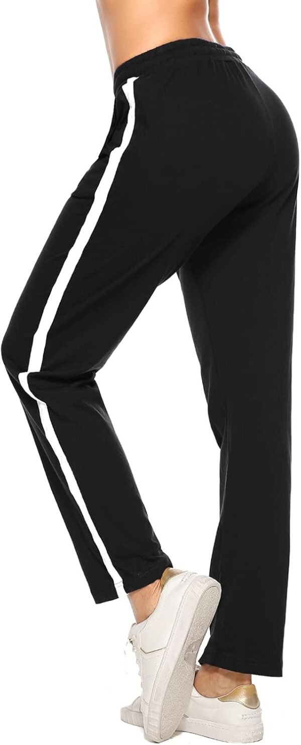Irdcomps Pantalon de Sport Femme Coton Pantalon de Jogging Bas de Survêtement Pants Décontracté à Rayures Couleur Unie avec Poches Bande Pantalon de Loisirs pour Running Fitness Training Yoga – Image 9