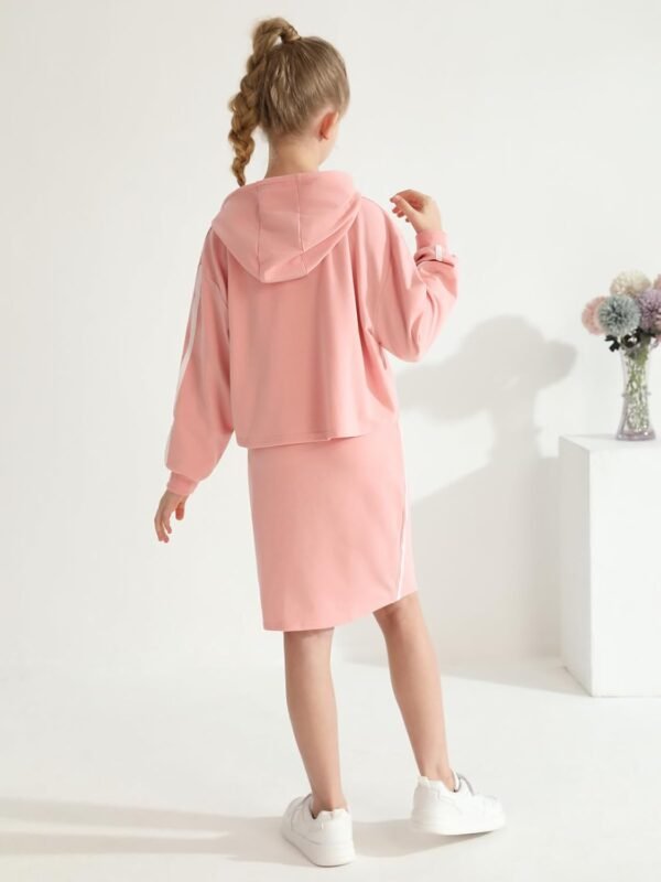 ESHOO Tenue 2 pièces pour filles - Pull à capuche - Haut caraco - Robe moulante et sweat à capuche - Pour l'automne et l'hiver – Image 3