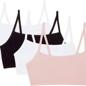 Fruit of the Loom Spaghetti Strap Cotton Sports Bra Soutien-Gorge, Opaque (Lot de 4) Femme