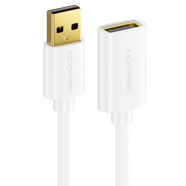 deleyCON 5m Câble USB 2.0 High Speed Rallonge USB A Mâle vers USB A Femelle - Blanc – Image 4