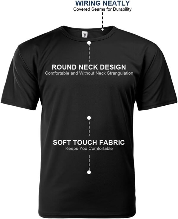 Aomig T-Shirts de Sport pour Hommes, T-Shirt À Manches Courtes Fitness, Séchage Rapide Respirant Baselayer Hauts Tee Shirt, T-Shirts de Sport À Manches Courtes et Col Rond pour Homme – Image 3