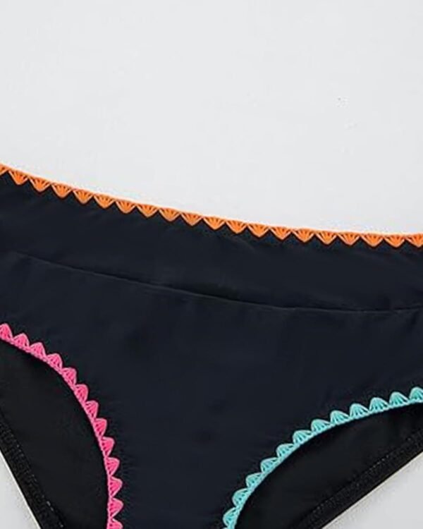 OXUBOAO Maillot de bain deux pièces pour fille - Noir - Bloc de couleurs - Pour adolescentes de 7 à 16 ans – Image 4