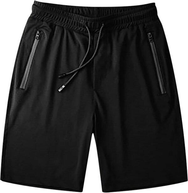 Short Sport Homme avec Poches Zippées Short Jogging Homme Ample Confortable Shorts Hommes pour Running Gym Fitness Pantalon Court Taille Elastique Respirant Shorts Décontracté Unisexe