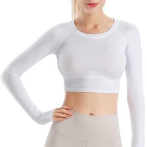 Femmes Fitness sans Soudure Manches Longues Haut de la Page Formation Yoga Gymnase Courir Trou du Pouce Chemise