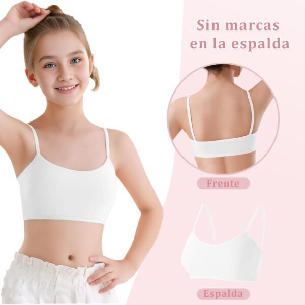 Channo Soutien-Gorge en Coton Basique pour Filles, SansAarmatures et avec Coussinets Amovibles – Image 6