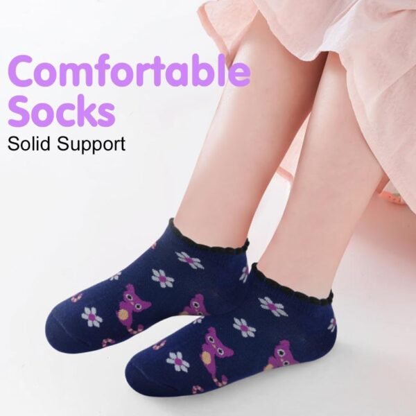 HAGOT 10 Paires Chaussette Fille, Chaussettes Baskets Enfants, Soquette Enfants Coton et Respirantes, Colorées – Image 5