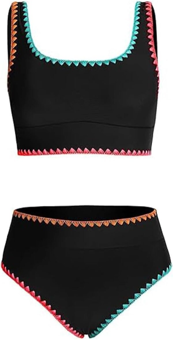 OXUBOAO Maillot de bain deux pièces pour fille - Noir - Bloc de couleurs - Pour adolescentes de 7 à 16 ans