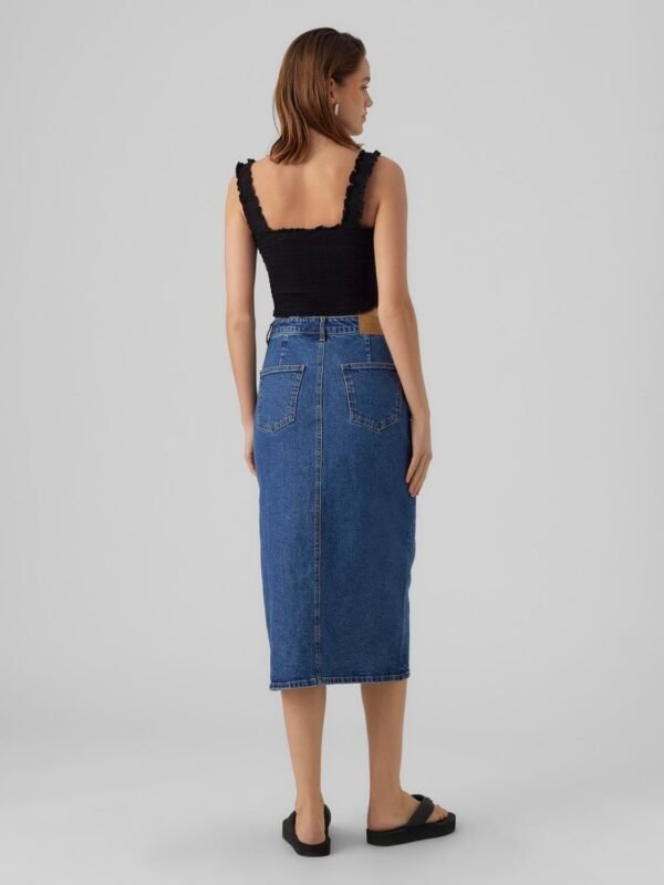 VERO MODA Jupe en Jean Longueur Mollet avec Fente 5 Poches Midi Skirt – Image 2