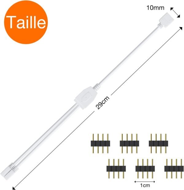 REDTRON Kit de connecteurs pour ruban LED, 2pcs Séparateur de Bande LED 4 Broches 1 à 2 Câble Diviseur Connecteur à 4 Broches pour ruban LED RVB 5050 3528 2835 Accessoires de DIY – Image 5