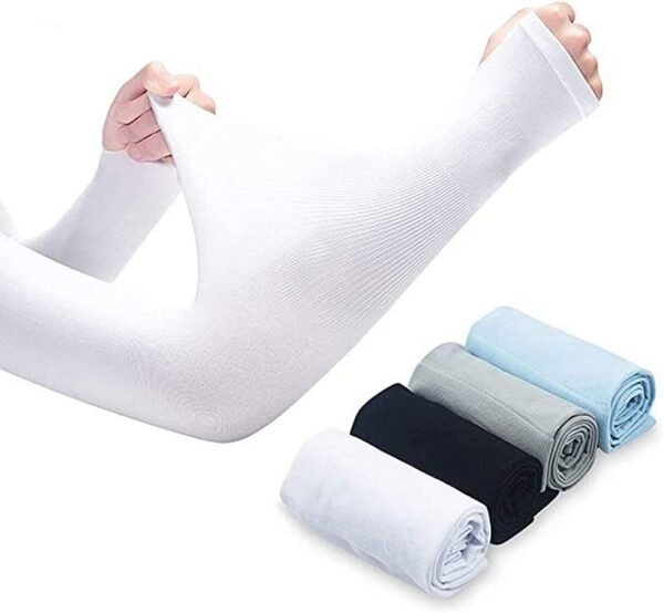 Manchettes de Sport,Manches de Protection pour Bras de Sport 4 Paires Housse de Protection UV Douce et Respirante Couvercles de Refroidissement pour Les Bras Extensibles aux Coudes