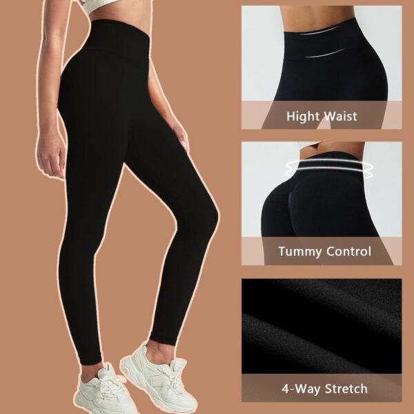 Neteson Legging Sport Femme Anti Cellulite Collants Course Leggings Push Up Taille Haute Opaque sans Couture Pantalon Compression Butt Lift Yoga Pants Gym Running – Image 2