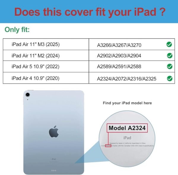 ProCase Coque pour iPad Air 11 Pouces (M3) 2025/(M2) 2024, Air 5ème 2022/4ème 2020 10.9 Pouces, Étui de Protection Anti-Chute, Rabat Magnétique Stable -Vert Nuit – Image 2