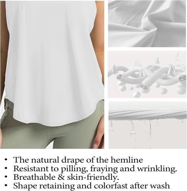 ATRACTIVOLL Débardeur de Sport Femme, Hauts de Yoga Shirt sans Manches, Respirant Rapide léger en Maille, Dos Nageur Gilet T-Shirts pour Running Fitness Gym Exercice Jogging Sportif Tank Tops – Image 4