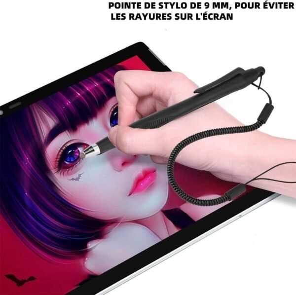 Queen.Y Lot de 2 Stylets rétractables pour écran Tactile Actif pour téléphone, Tablette, PC, Ordinateur Portable (Noir) – Image 4