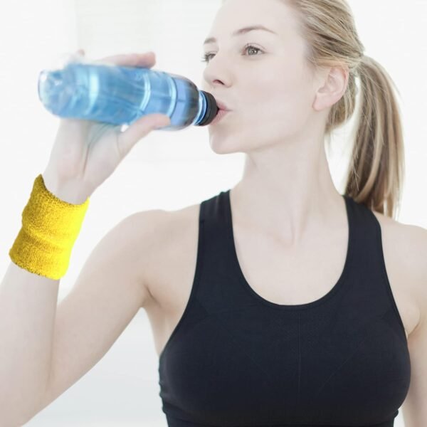 Lot de 2 bandeaux de sport en coton jaune pour homme et femme, idéal pour le tennis, le basket-ball, la course, la gym, l'entraînement à la vieille école – Image 4