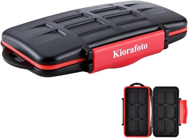 Kiorafoto Étui pour Cartes Mémoire, 12 Emplacements Résistant à l'eau et aux Chocs pour SD SDHC SDXC Professionnel Porte Carte SD avec Mousqueton- Petit et Portable – Image 9