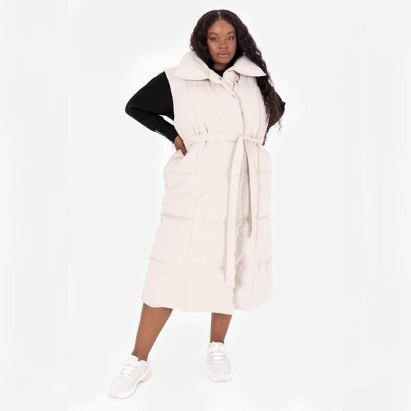 Lovedrobe Ladies Womens Gilet Sleeveless Winter Jacket Coat Long Quilted Body Warmer Plus Size with Belt Pockets Collar Hoodless Veste De Tailleur Femme – Image 2