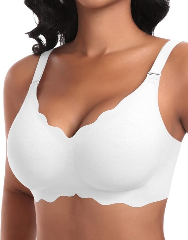 Ganado Soutien-Gorge Femme sans Armature Sexy Col en V Brassiere avec Coussinets Bralette sans Coutures Classiques Brassière Maintien