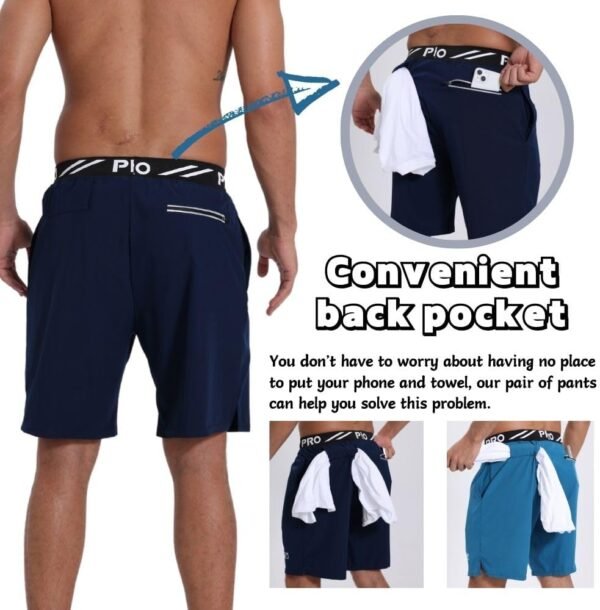 Bsrpolry Lot de 3 shorts de course à pied pour homme avec poches zippées, athlétique, léger, respirant, séchage rapide – Image 2