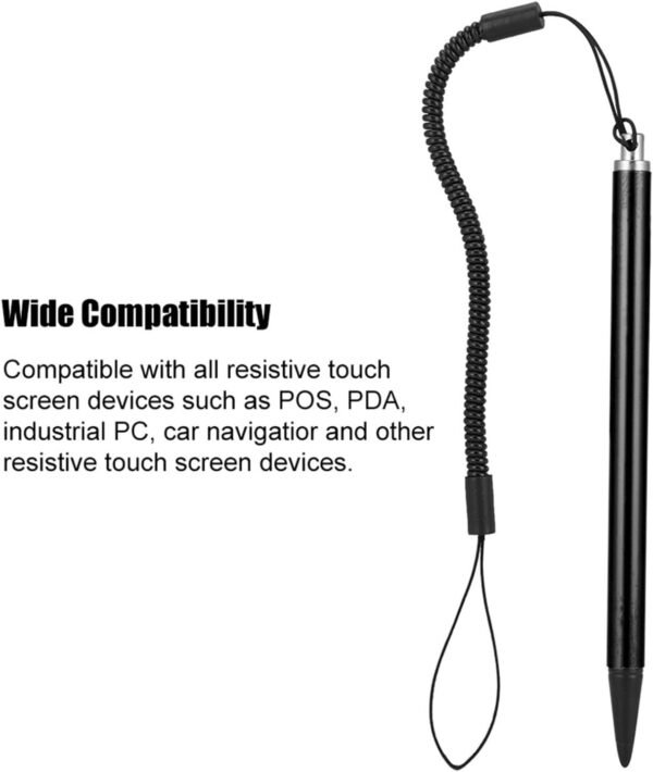Risegun Stylet Tactile, Stylet de Peinture à Écran Stylus Pen Stylo Résistif avec Corde de Printemps pour Navigateur POS PDA (Noir) – Image 5