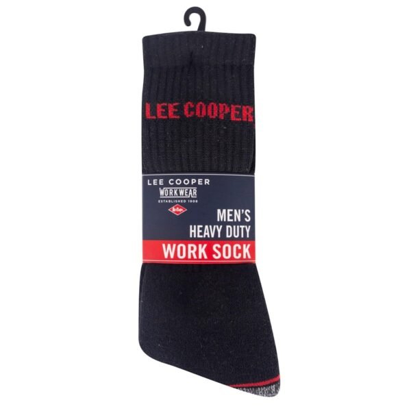 Lee Cooper LCSCK603 Chaussettes de travail pour hommes, noir/rouge, paquet de 5 – Image 4