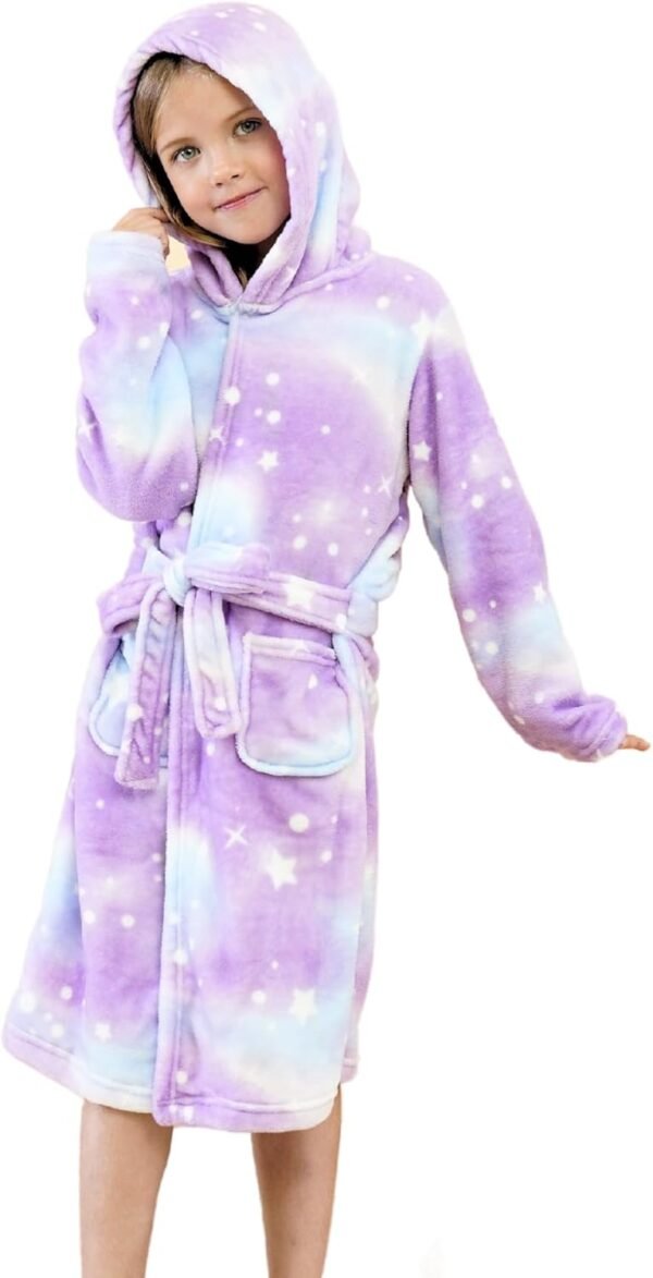 Piefry Peignoir à Capuche Doux pour Filles Molleton Robe de Chambre Vêtements de nuit Enfants