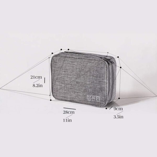 OrgaWise Sac Électronique Multifonctionnel Sac Câble Portable Étanche pour Tablette, Disque Dur Externe, Chargeur, Câbles, Objets, Adaptateurs, Cartes Mémoire, Câbles USB (3 Couche, Gris) – Image 5
