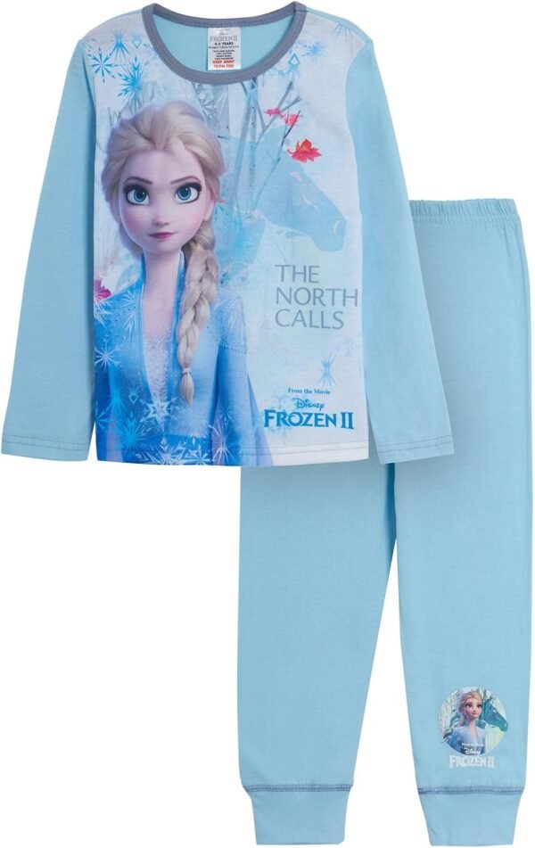 Disney Ensemble de Pyjama 2 pièces La Reine des Neiges II pour Filles 'The North Calls', Bleu, 2-10 Ans