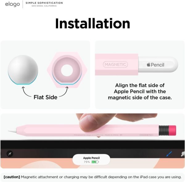 elago Coque Pencil Compatible avec Apple Pencil Pro & 2ème Génération Etui, Compatible avec la Charge Magnétique et Double Tap [Lire OBLIGATOIREMENT Les Instructions D'INSTALLATION] (Rose) – Image 4