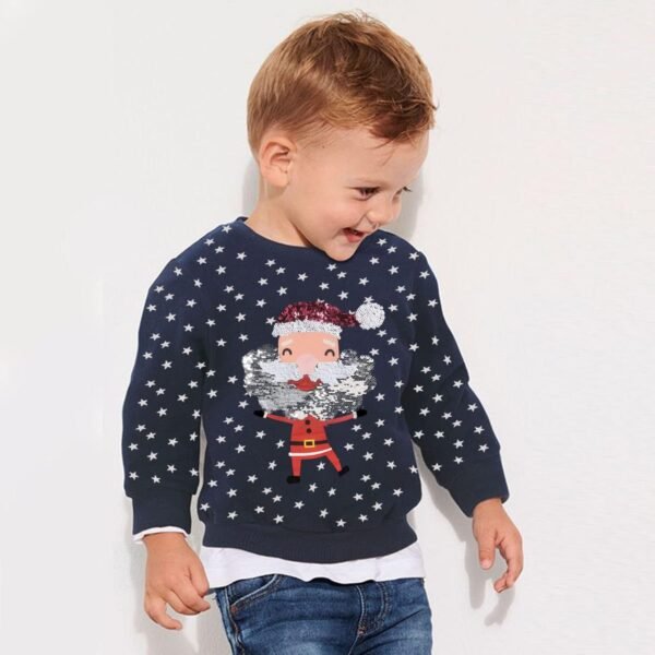 Kids Christmas Jumpers 1-7 Years Boys Girls Xmas Sweatshirts Jumper Toddler Santa Claus Reindeer Tops Present Baby T-Shirts Long Sleeve Cotton Outfits Gifts Tees Crew Neck Casual Winter Clothes – Image 3