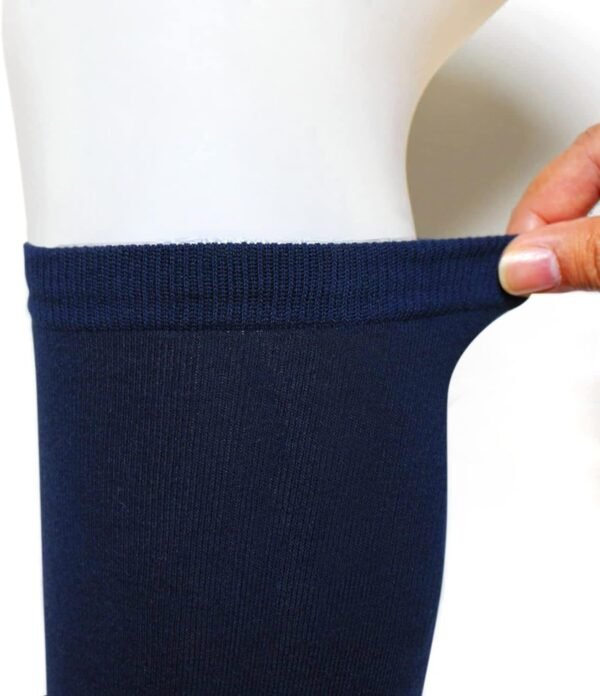 HiFEN® Lot de 6 paires de chaussettes hautes en coton extra longues et lisses pour femme/fille – Image 2
