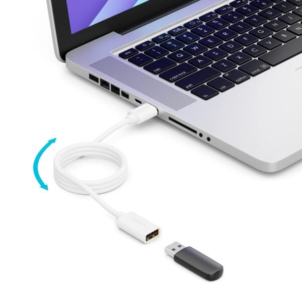 deleyCON 5m Câble USB 2.0 High Speed Rallonge USB A Mâle vers USB A Femelle - Blanc – Image 2