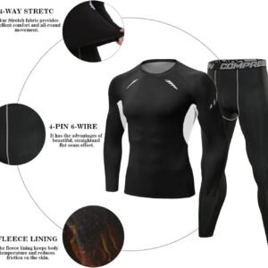 Alternative view of Terecey Ensemble de sous-Vêtement Thermique Homme Fonctionnels Ensemble Sport Base Layers Homme Respirant sous Vêtements Thermiques Homme Séchage Rapide