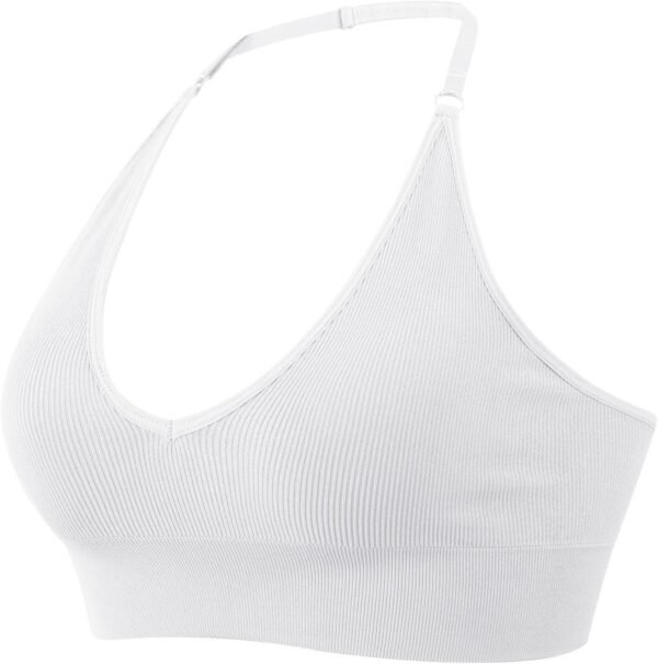 LAOSU Soutien Gorge De Sport Femme Col en V Profond Bustier Rembourré Sexy Gym Push Up Dos Bretelles Réglables, Lingerie Transparente