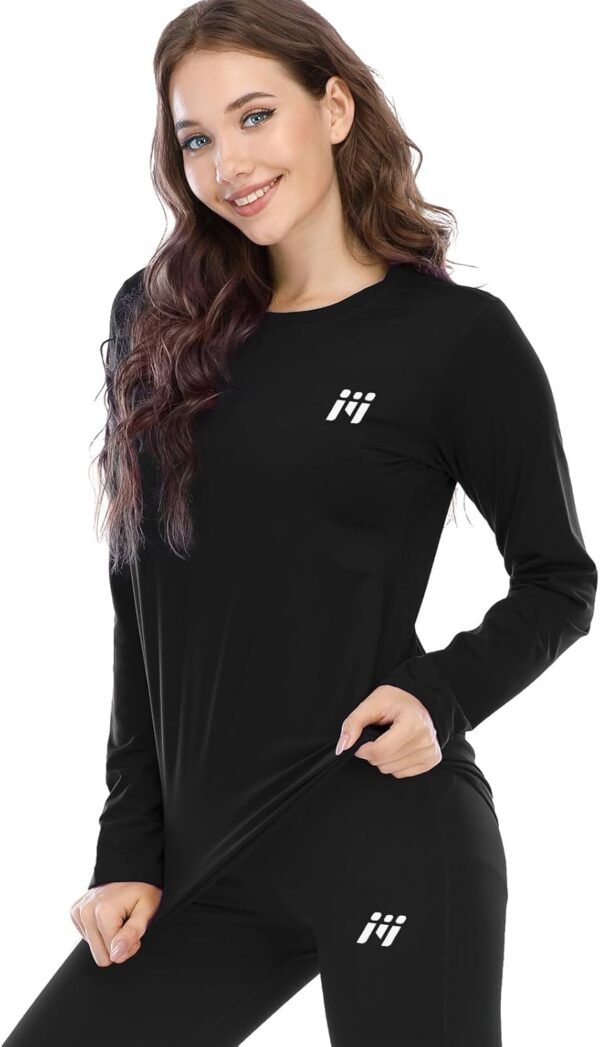 MEETWEE Tee Shirt Thermique Femme, Manche Longue Maillot de Compression Base Layer sous-Vêtements Thermique pour Sports Ski Running – Image 5
