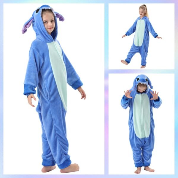 ALANTOP Pyjamas Enfants Cosplay Cartoon Animaux à Capuche Combinaison Vacances Pyjamas Garçons Filles Grenouillères Vêtements de Nuit Enfants 3-12 Ans – Image 5