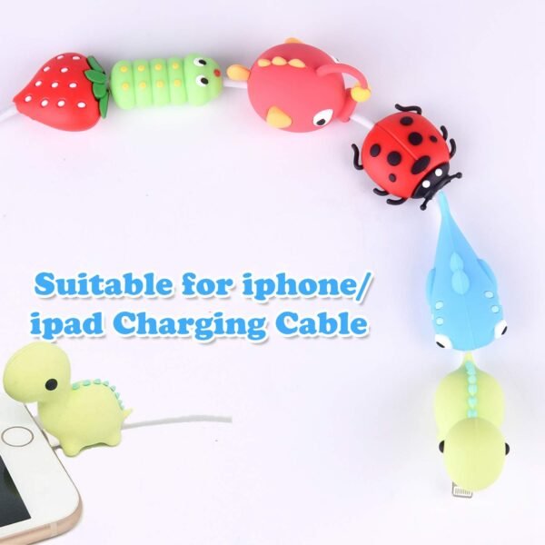 TUPARKA 18 Pcs Protege Cable pour iPhone/iPad USB foudre, câble en plastique Animaux Morsures de dinosaure mignon de poisson de charge Saver Câble, Accessoire pour téléphone Chargeur USB Protect – Image 4
