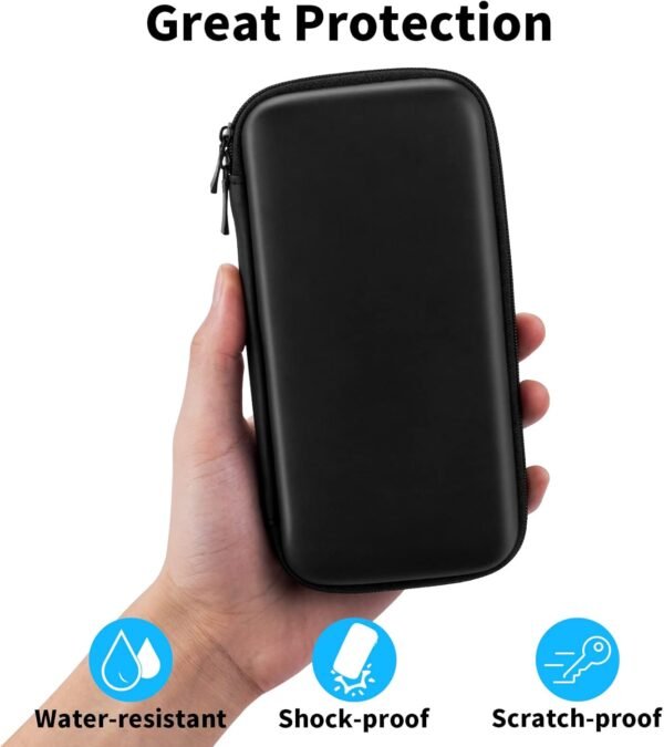ACOCOBUY Organisateur Accessoires Électroniques, Etui pour Disque Dur Externe 2,5" Pochette Voyage Portable Résistant Aux Chocs Étui de Transport Organiseur de EVA Sac de Power Bank Étui Sac Noir – Image 6