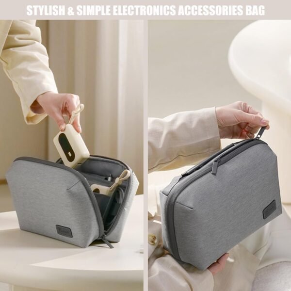 Kaxich Étui Rigide de Voyage pour Accessoires Électroniques, Organisateur Accessoires Électroniques Sac Câble Portable pour Disque Dur Externe, Chargeur, Adaptateurs, Cartes Mémoire, Câble USB (Beige) – Image 5