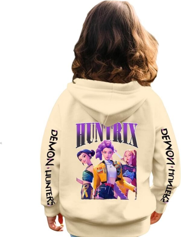 K Pop Demon Hunters Sweats à Capuche Streetwear Merch pour Fille Imprimés Longues Sweatshirt Graphique Enfants Vêtements Unie K Pop Demon Hunters Filles Garçons – Image 3