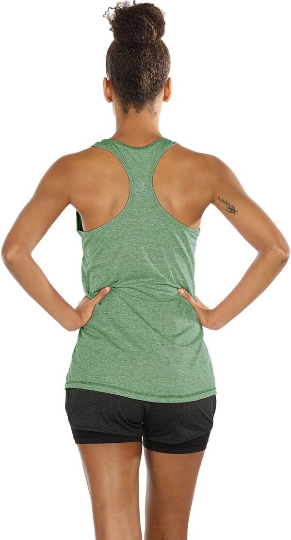 icyzone Débardeur de Sport Femme Dos Nageur Yoga Shirt sans Manches Running Fitness Tank Top, Lot de 3 – Image 4