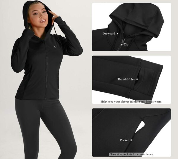 icyzone Veste de Sport pour Femme - Sweat à Capuche Poignets élastiques avec Trous de Pouce pour l’Exercice, la Gym et Autres Sports – Image 5
